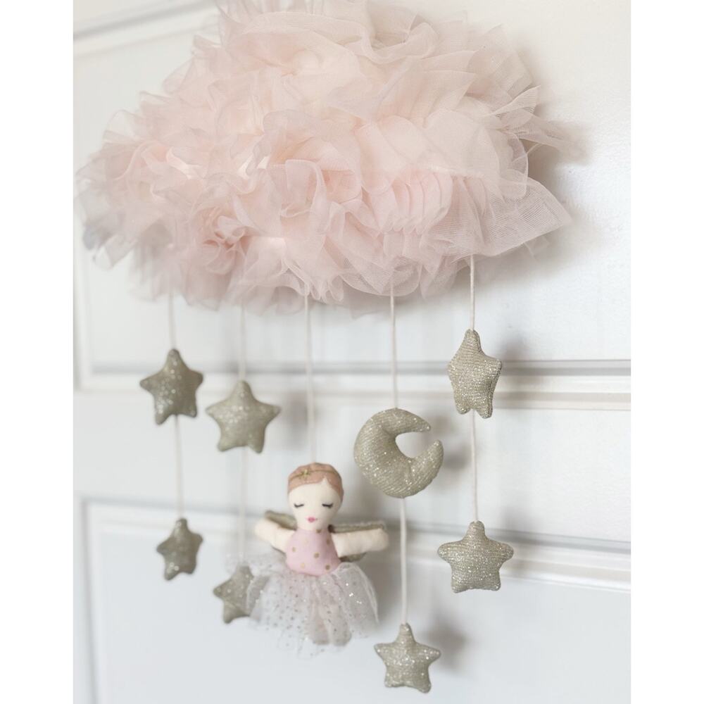 Mon Ami Angel Celestial Baby Mobile Pink Tulle Ballerina Glittering Stars Moon